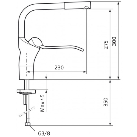 Dimensioni - Miscelatore Granberg 60211 - Escl. spegnimento lavastoviglie